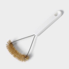 Щетка для чистки посуды и решеток-гриль, металлической щетина, 23,5×11 см, цвет белый Raccoon