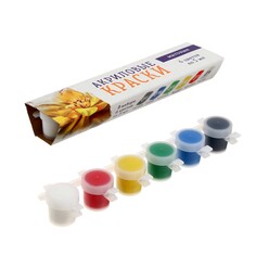 Краска акриловая, набор 6 цветов х 5 мл, matt, calligrata kid, матовые