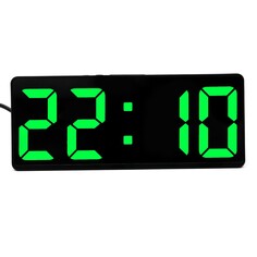 Часы настольные электронные: будильник, термометр, календарь, usb, 15х6.3 см, зеленые цифры NO Brand