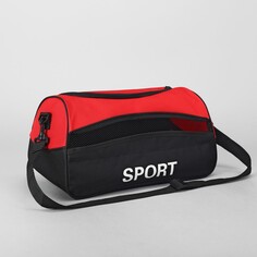 Сумка спортивная на молнии, наружный карман, длинный ремень, цвет красный/черный NO Brand
