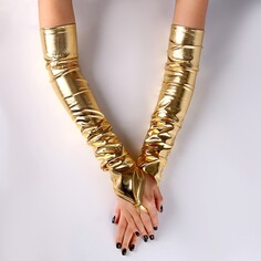 Карнавальный аксессуар перчатки-нарукавники, цвет золото Страна Карнавалия