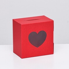 Коробка сборная, красная, 10 х 10 х 6,5 см NO Brand