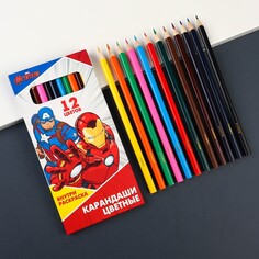 Карандаши цветные 12 цветов, Marvel