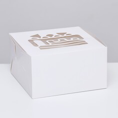 Коробка под торт, белая, 18 х 18 х 10 см NO Brand