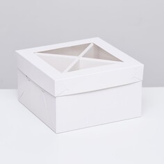 Коробка под пироженое, белая, 17 х 17 х 10 см NO Brand