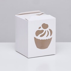 Коробка под пироженое, белая, 9 х 9 х 11 см NO Brand