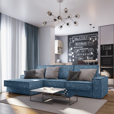 Диван угловой левый Бергамо Лазурит