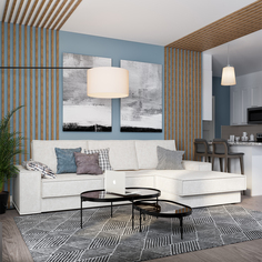 Диван угловой правый Бергамо Лазурит