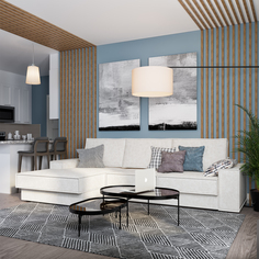 Диван угловой левый Бергамо Лазурит