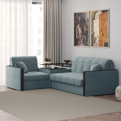 Диван угловой с баром Бристоль 1,4 Лазурит