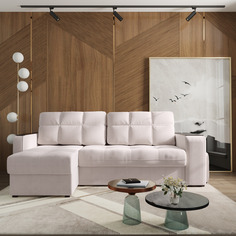 Диван угловой левый Киль-4 с пуфом Лазурит