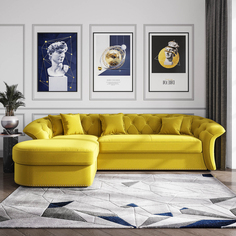 Диван угловой левый Гермес Лазурит