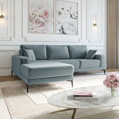 Диван угловой левый Мемфис Лазурит