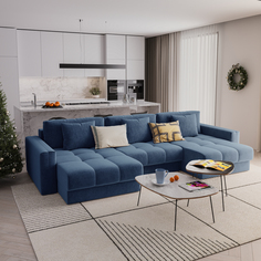 Диван угловой П-образный Дензел Лазурит