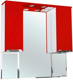 Зеркальный шкаф 90х100 см красный глянец/белый глянец Bellezza Альфа 4618815000038