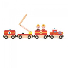 Деревянные игрушки Деревянная игрушка Janod Поезд на магнитах Пожарные с фигурками