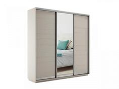 Шкаф-купе 3-х дверный Экспресс медиум трио с зеркальным фасадом Ясень шимо светлый 1800 Bravo