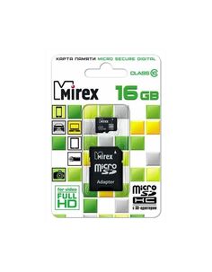 Карта памяти Mirex MicroSDHC 16Gb Class 10 13613-AD10SD16 + adapter