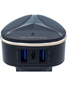 Сетевое зарядное устройство Qumann QTC-03 Type-C+2USB (AUTO-ID 3,1A;15,5W) черный 50030