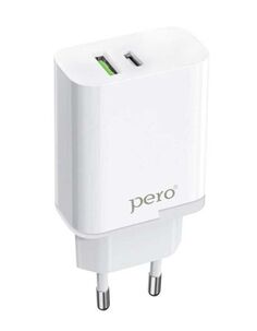 Сетевое зарядное устройство PERO TC05 PD 18W + USB-A Fast Charge белый ПЕРО