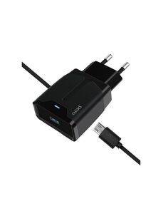 Сетевое зарядное устройство PERO TC04 1USB 2.1A + MICRO-USB CABLE черный ПЕРО