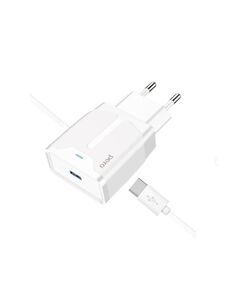 Сетевое зарядное устройство PERO TC04 1USB 2.1A + TYPE-C CABLE белый ПЕРО