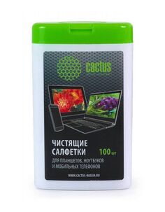 Салфетки Cactus CS-T1005 для планшетов и смартфонов малая туба 100шт влажных