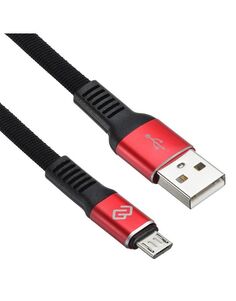 Кабель Digma USB A (m) micro USB B (m) 1.2м черный/красный плоский