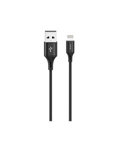 Кабель OLMIO BASIC, USB 2.0 - lightning, 1.2м, 2.1A, текстильная оплетка, черный