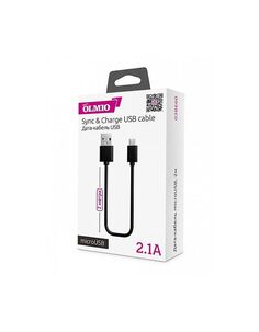 Кабель OLMIO USB 2.0 - microUSB, 2м, 2.1A, черный