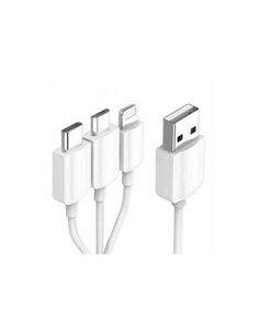 Кабель KS-is KS-478W-0.2 3-in-1 USB - Type-C / MicroUSB / Lightning 20cm White