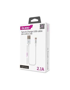 Кабель OLMIO USB 2.0 - Lightning, 1м, белый