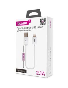 Кабель OLMIO USB 2.0 - Lightning, 2м, белый