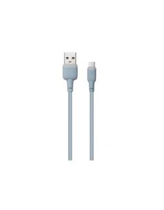 Дата-Кабель Red Line Touch USB – Type-C, liquid silicone, усиленный коннектор, PD, до 3А, голубой