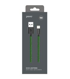 Кабель PERO DC-04 8-pin Lightning 2А 1м Green-black ПЕРО