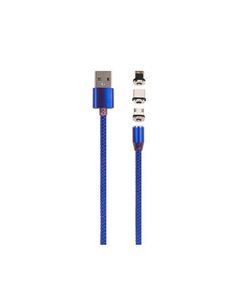 Дата-кабель MB mobility USB -Type-C/8 - pin/micro USB (3 в 1) нейлоновая оплетка, синий УТ000029373