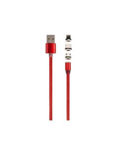 Дата-кабель MB mobility USB -Type-C/8 - pin/micro USB (3 в 1) нейлоновая оплетка, красный УТ000029372