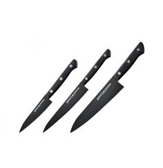 Набор из 3 ножей Samura Shadow с покрытием Black-coating, AUS-8, ABS пластик