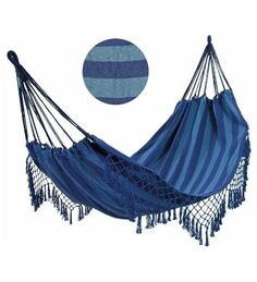 Гамак полотняный (поликоттон) Ham-18 с бахромой, сумкой для хранения и переноски, р-р 200х120 см
