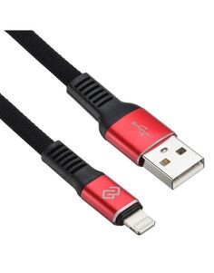 Кабель Digma USB A (m) Lightning (m) 1.2м черный/красный плоский