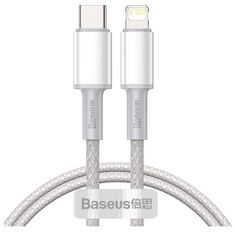 Кабель Baseus High Density Braided USB Type-C - Lightning 20W 1m White CATLGD-02