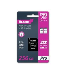 Карта памяти OLMIO microSDXC 256GB UHS-I U3 V30 c адаптером