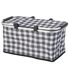 Термосумка складная с алюминиевым каркасом CB-7046-1 с принтом серая клетка, 48*27*24см Рыжий Кот