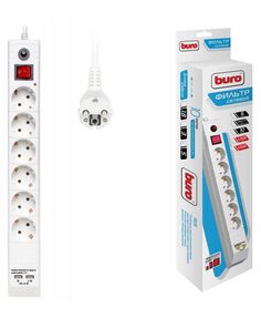 Сетевой фильтр Buro BU-SP5_USB_2A-W 5м (6 розеток) белый