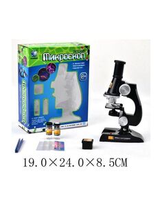 Микроскоп с подсветкой,аксессуарами в коробке в наборе:наклейки,пробирки,пинцет,пл.емкость,пред.стекло C2119 Noname