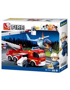 Конструктор "Пожарная машина с вертолетом"(394дет) SLUBAN М38-В0627