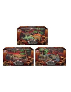 Набор динозавров (6 предметов) в коробке 4 динозавра, камень, дерево Q9899-207 Noname