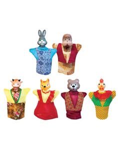 Кукольный театр "Зайкина избушка" 6 персонажей в коробке Русский Стиль