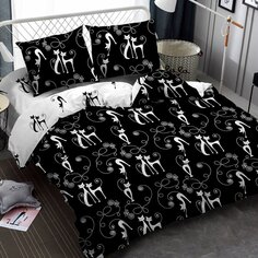 Постельное белье 1.5-сп, пр150х210, 2н70х70, п145х215, Майская ночь, 100%пэ, полисатин, Cats