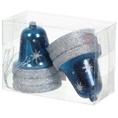 Набор елочных украшений Колокольчики, 6 шт, голубой, 6.5х6 см, пластик, SYQB-0121185